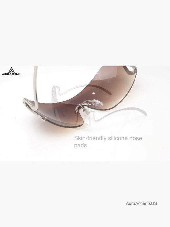 Rimless Y2K Oversized Wrap Around Sunglasses Snake Shades main image 6